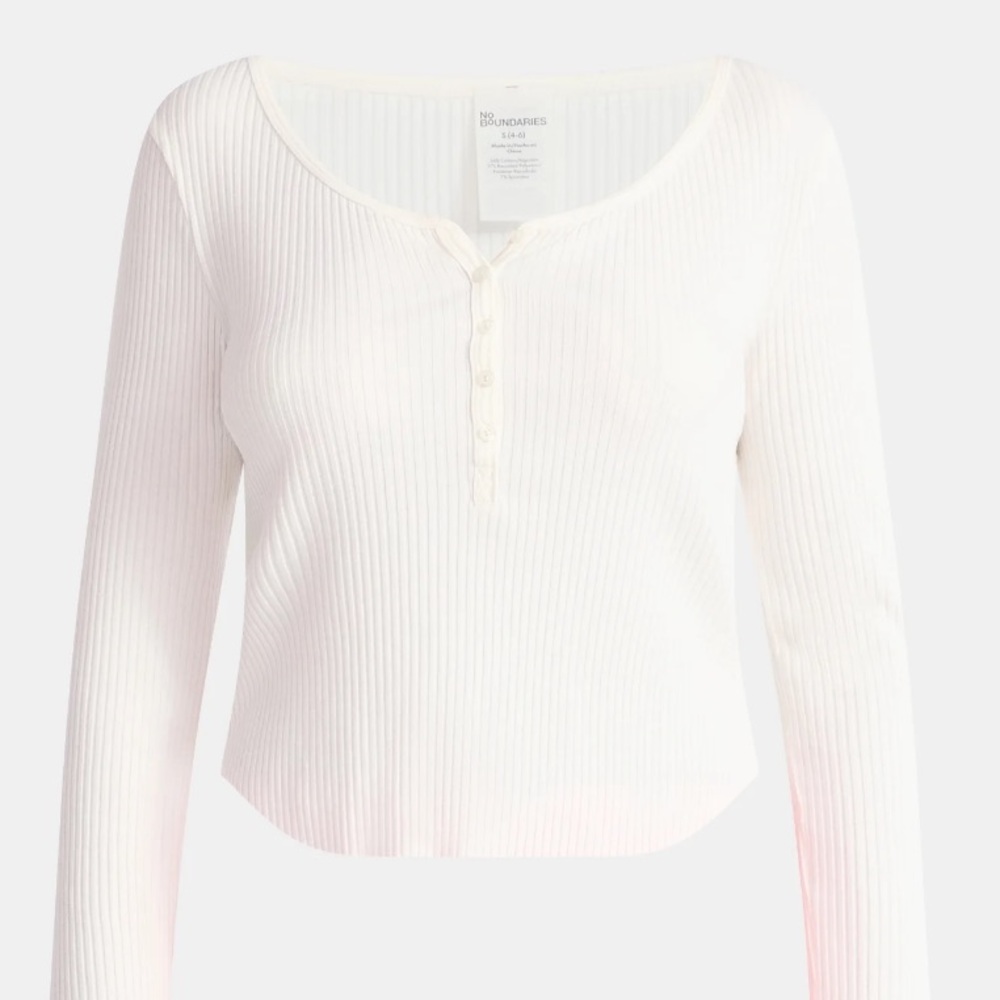 No Boundaries Scoop Neck Shirttail Henley with Long Sleeves